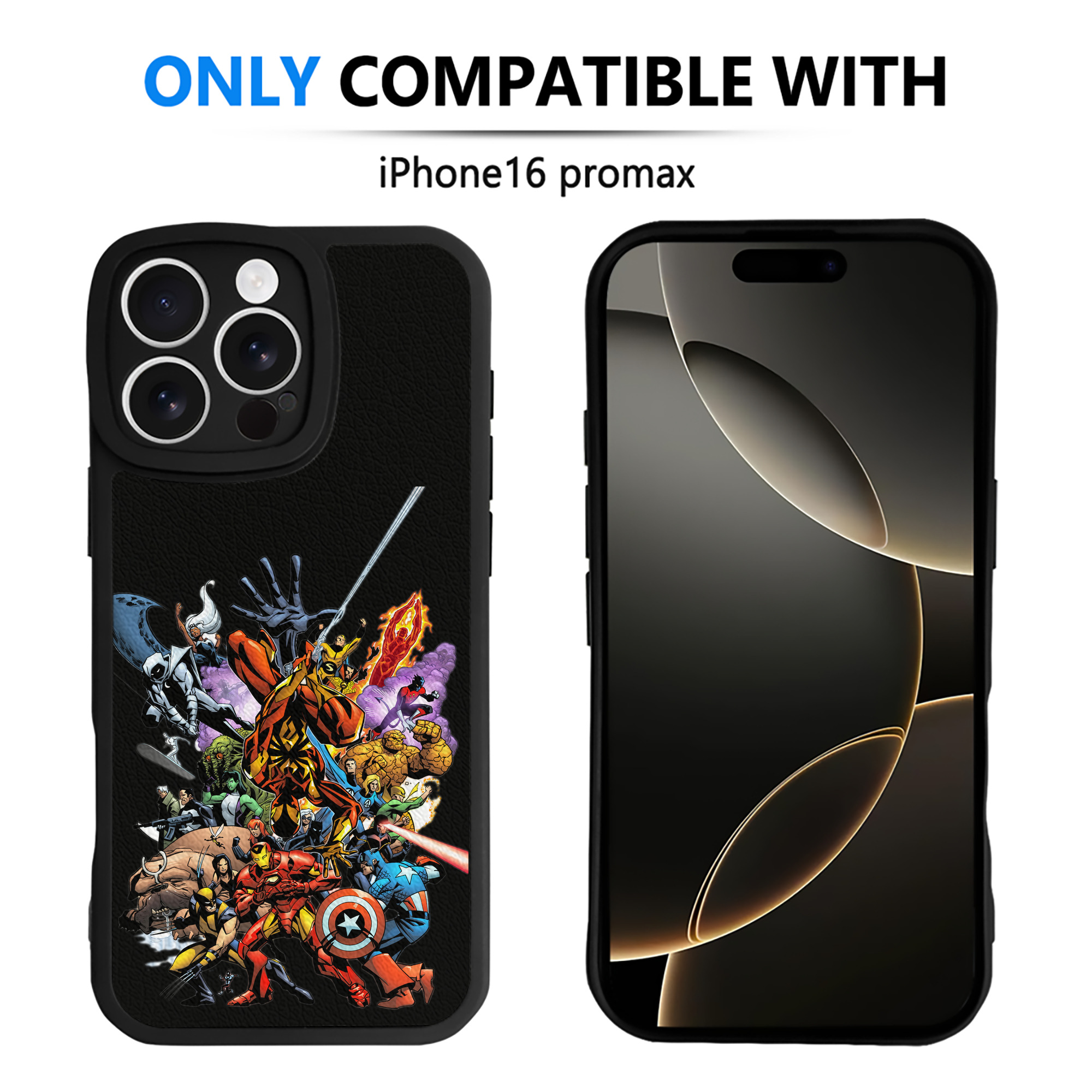 （画像用） アベンジャーズ The Avengers 【iPhone 16シリーズ対応】シリコンスマホケース（レザー調） 材質：シリコン